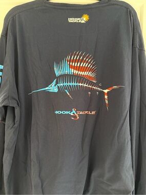 Hook & Tackle Men's Long Sleeve Graphic Fishing Tee - Navy